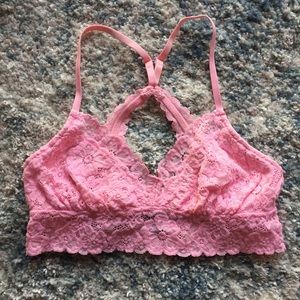 aerie Razorback Lace Pink Bralette